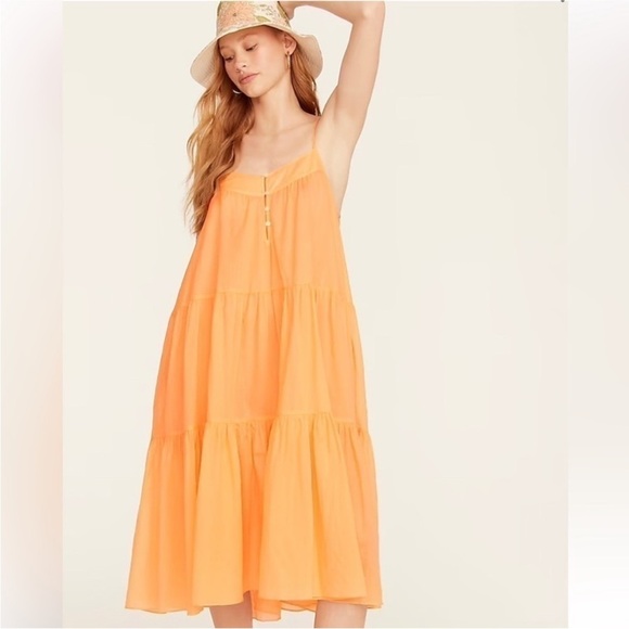 NWT J Crew Tiered button-front cover-up dress in cantaloupe  S - Picture 1 of 8